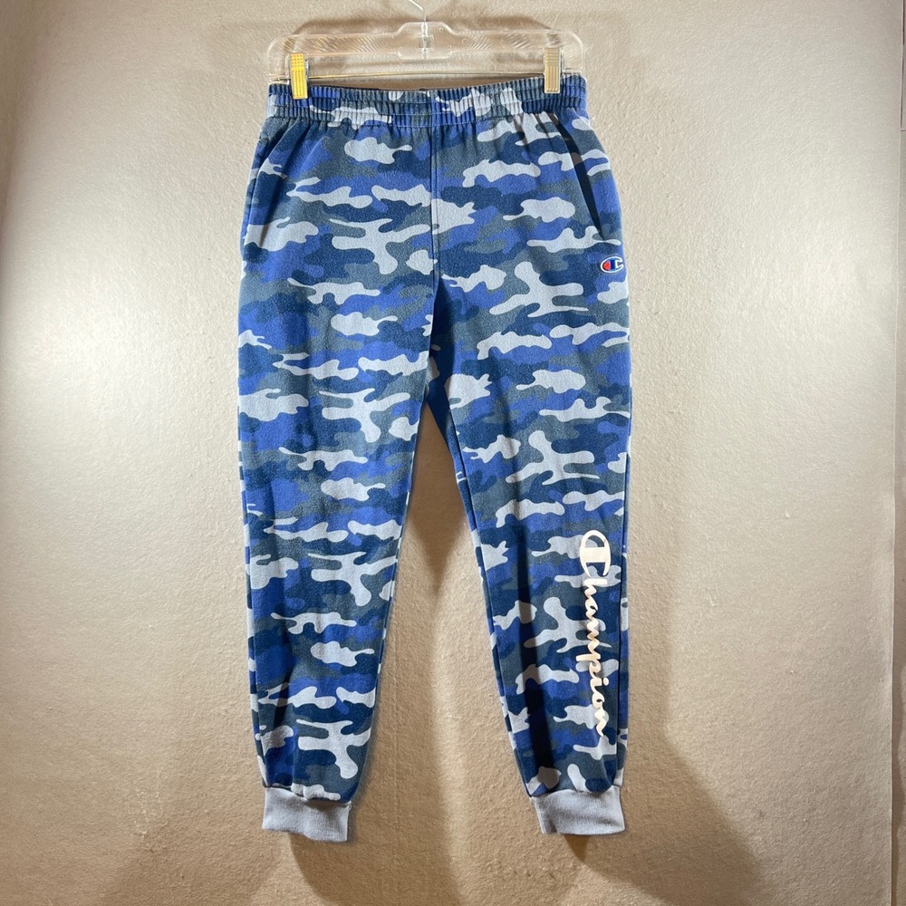 740 | Champion Blue Camouflage Fleece Tapered Jogger Sweatpants Kids Large